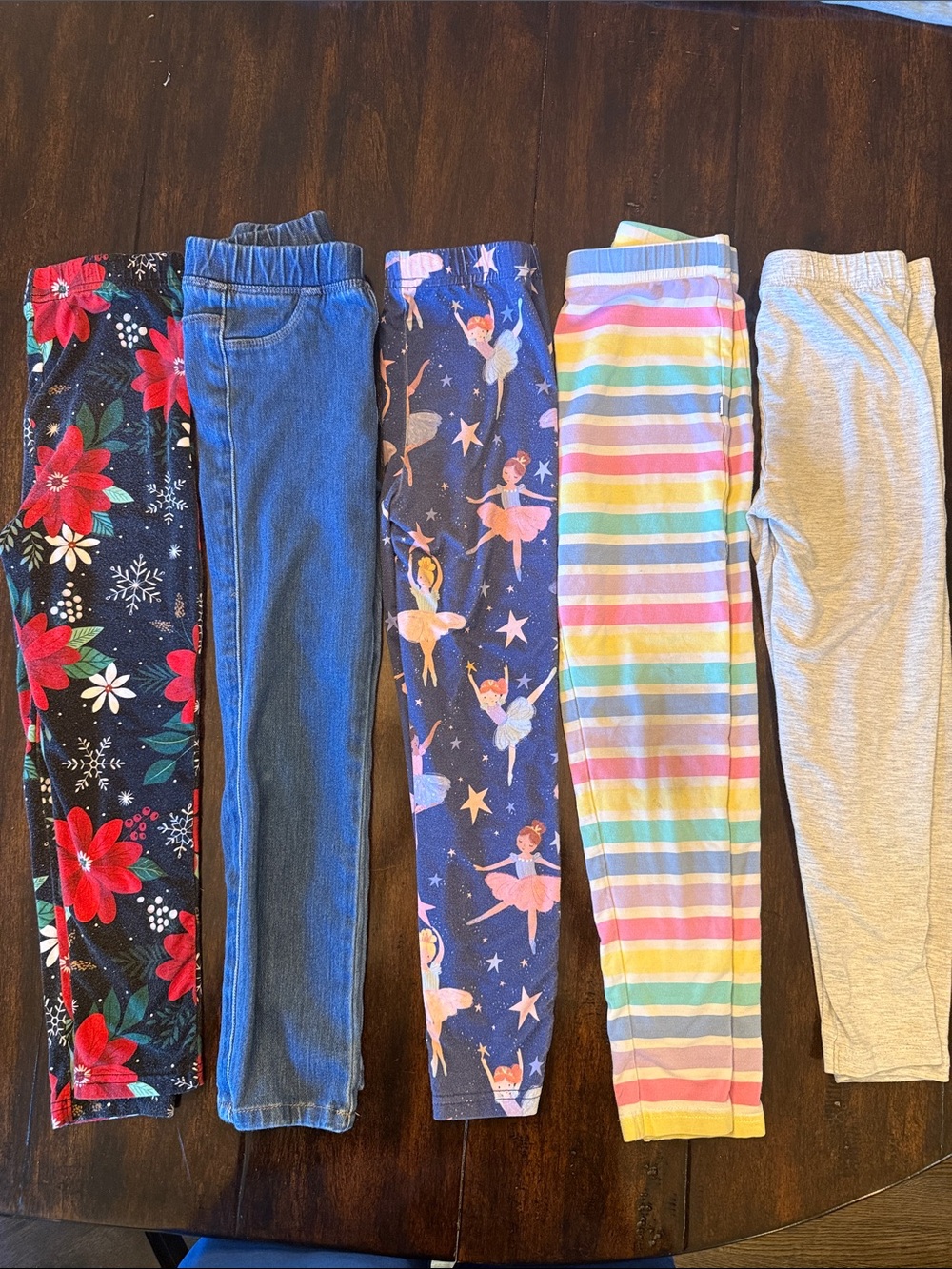 Set of 5 :Kids Cotton Blend Leggings Pack - Pink, Blue, Gray, Multicolor, Floral